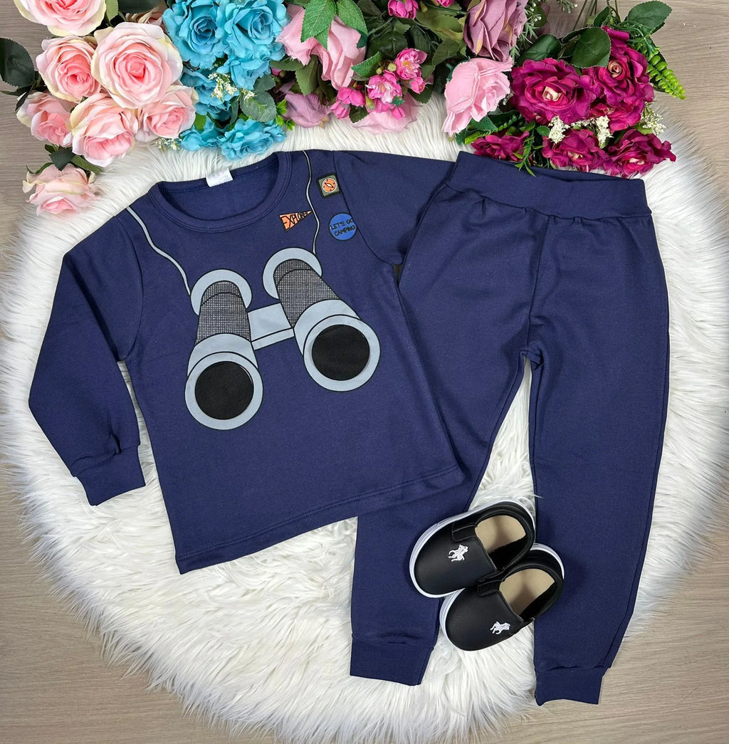 Conjunto Inverno Taita Kids Menino Binoculos Azul