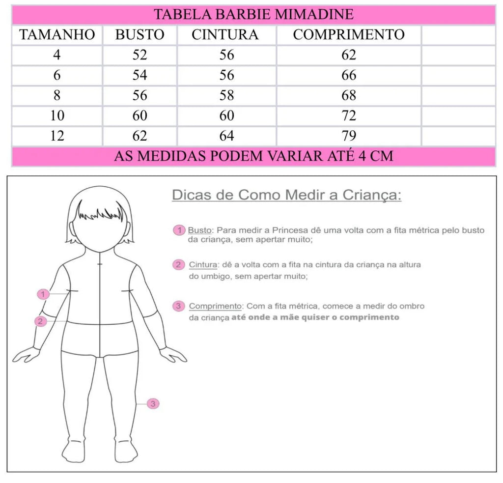 Vestido Tematico Barbie Pink Glitter Glamim