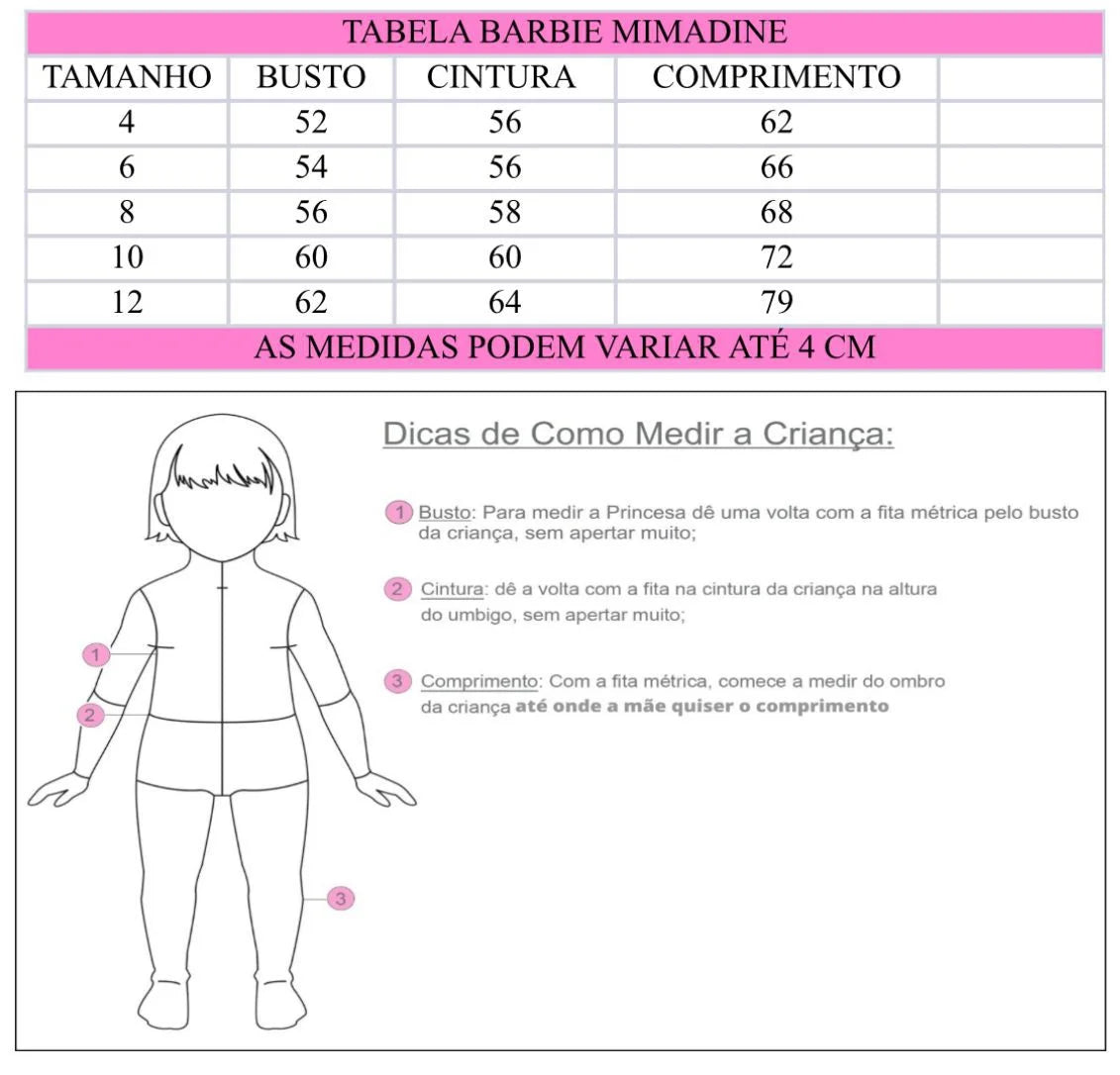 Vestido Tematico Barbie Pink Glitter Glamim