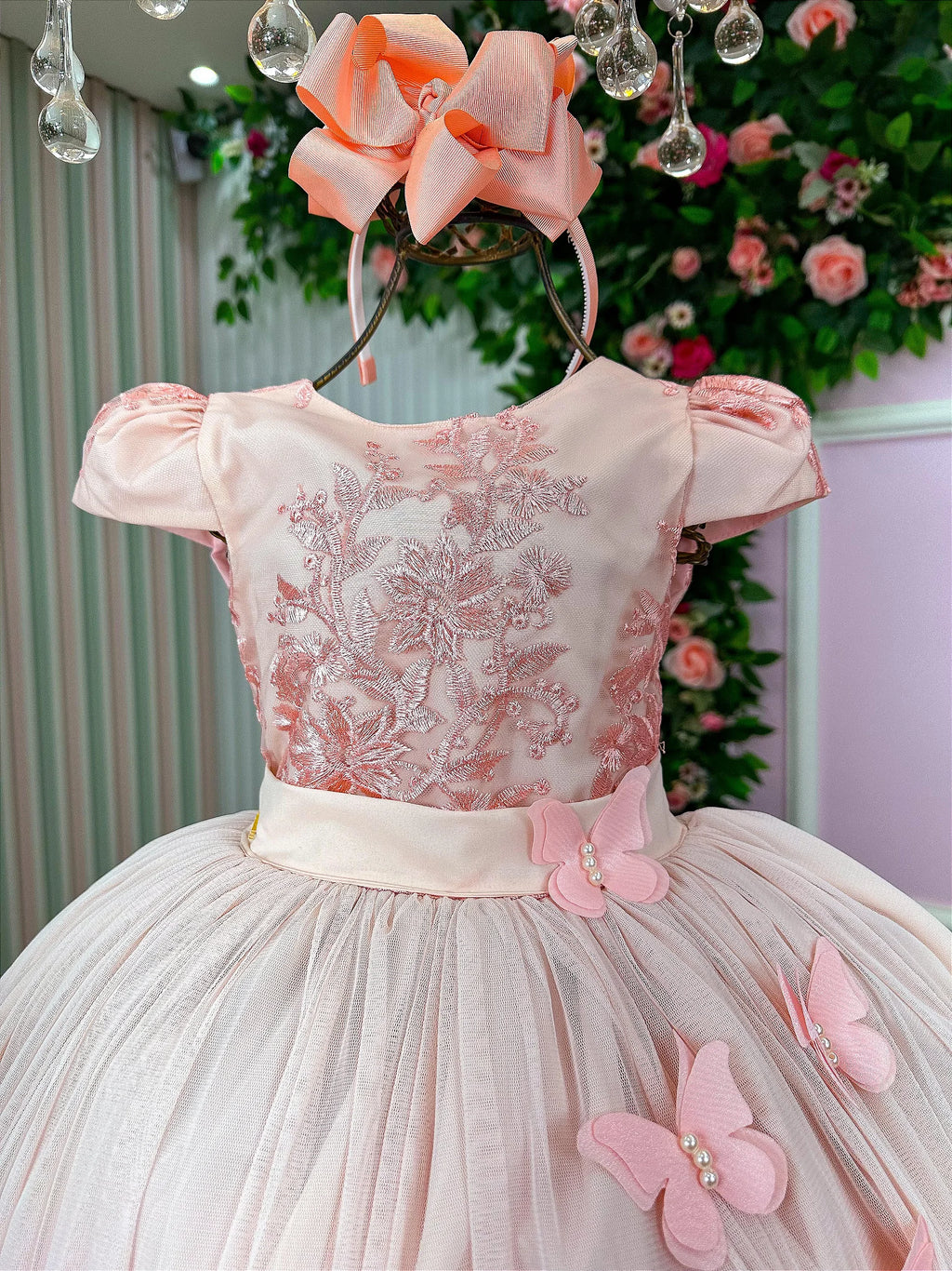 Vestido Juvenil Vila Lelê Salmão Borboletas - DAMINHA