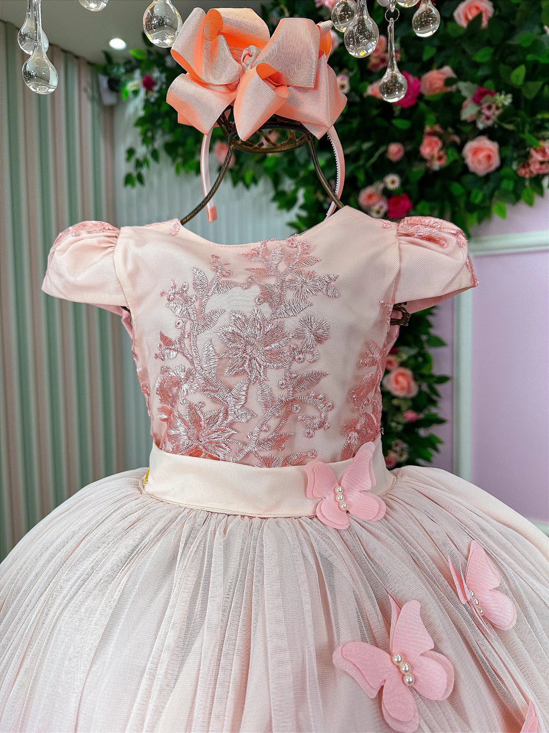 Vestido Juvenil Vila Lelê Salmão Borboletas - DAMINHA