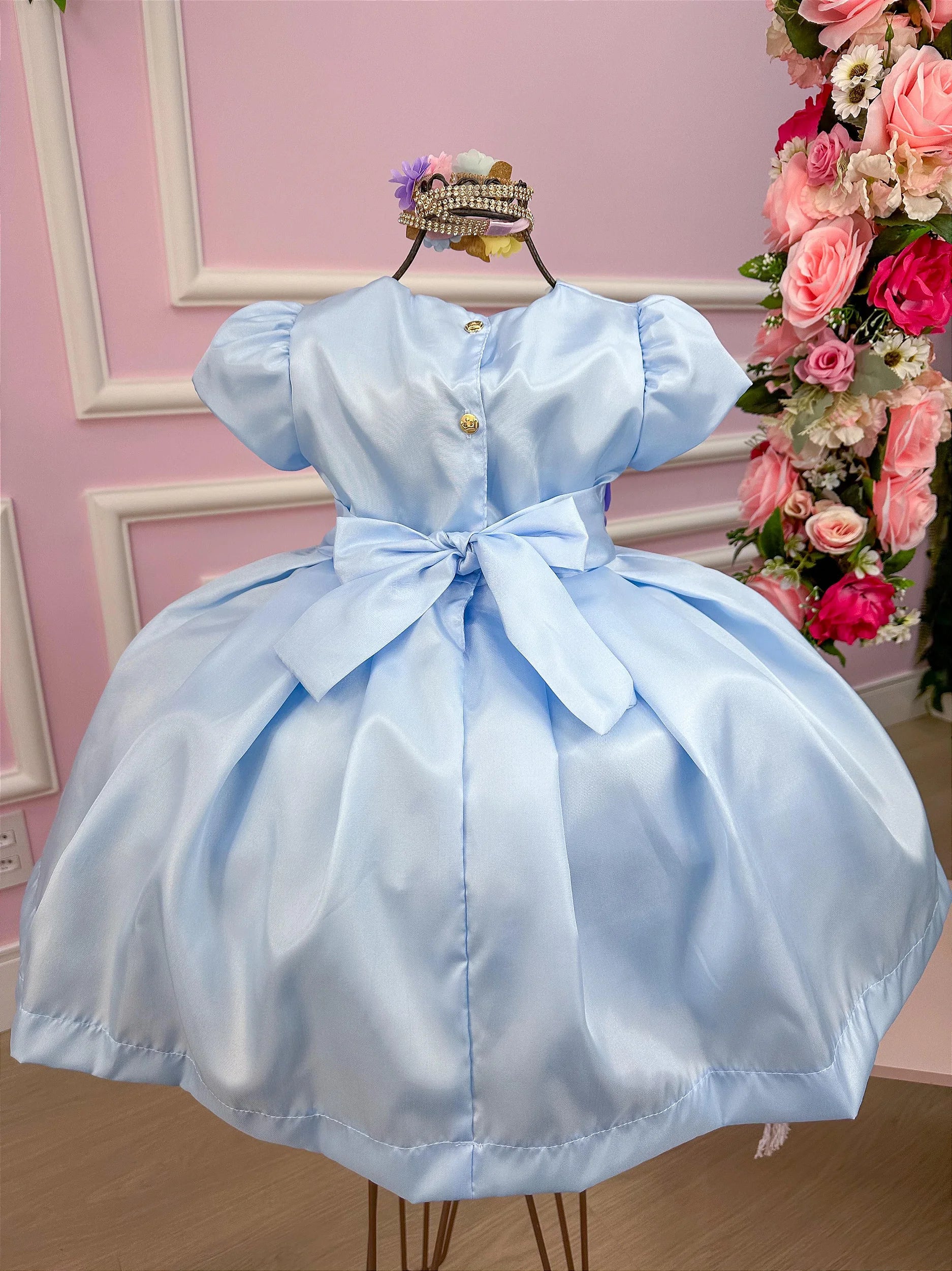 Vestido Jardim Encantado Azul Bebe - DAMINHA