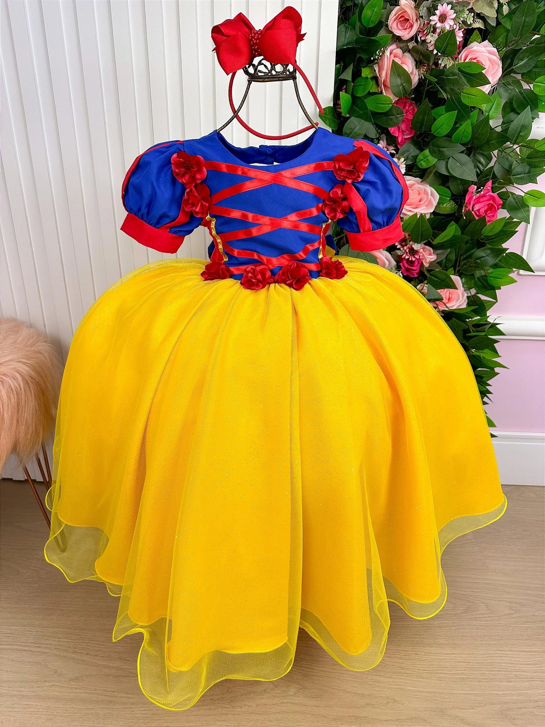 Vestido Bella Child/Fantasia Longa Branca de Neve Glamim