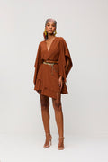 Vestido Curto Liso Com Babados