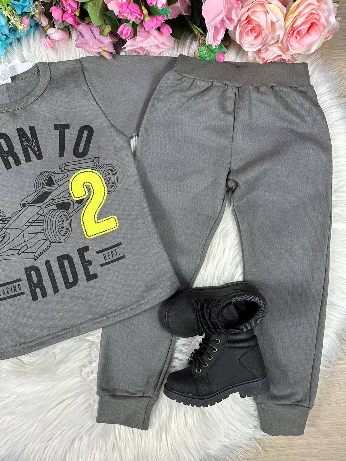 Conjunto Inverno Taita Kids Menino Carro Cinza