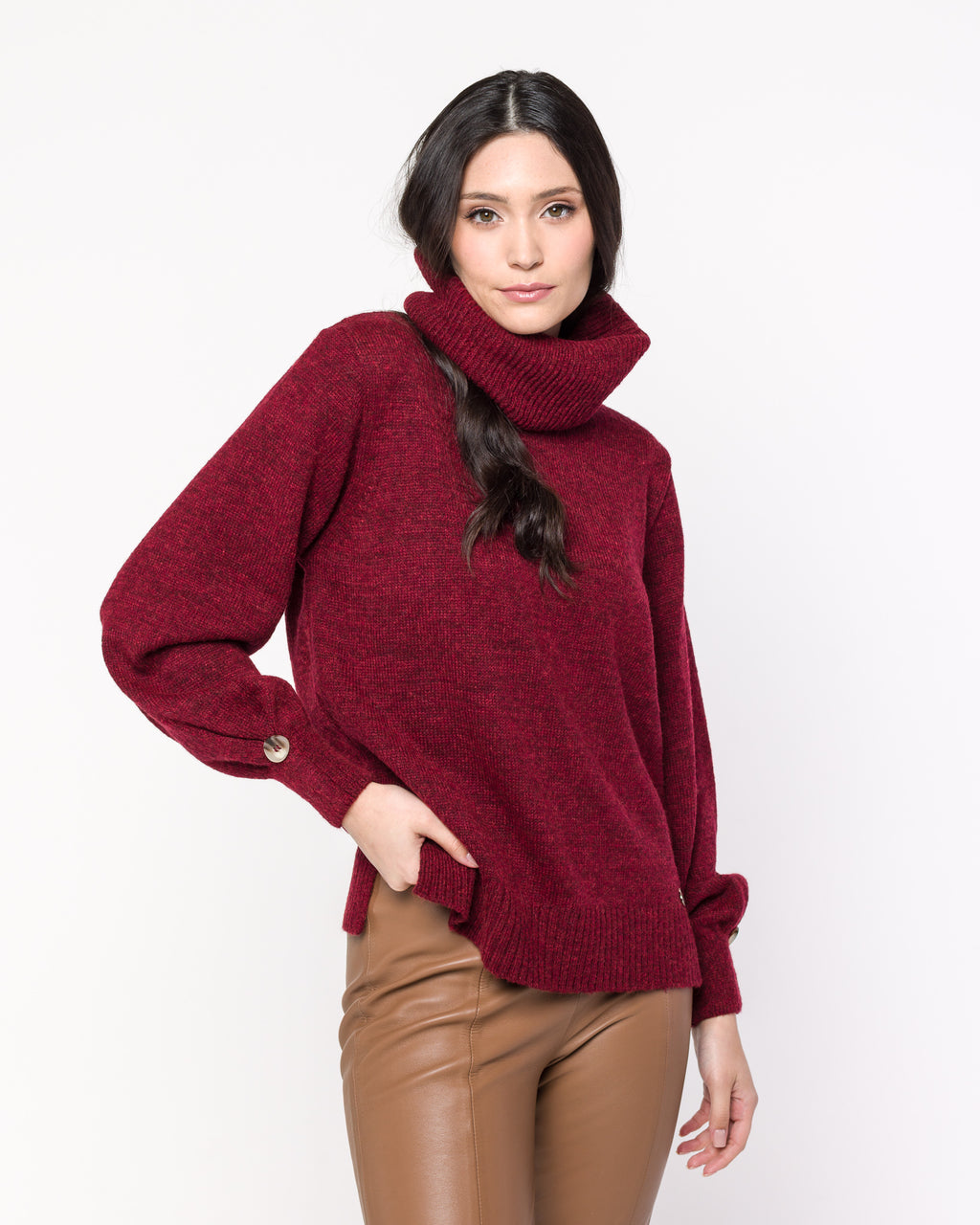 Blusa Bárbara Prega no punho com botão - TRICOT