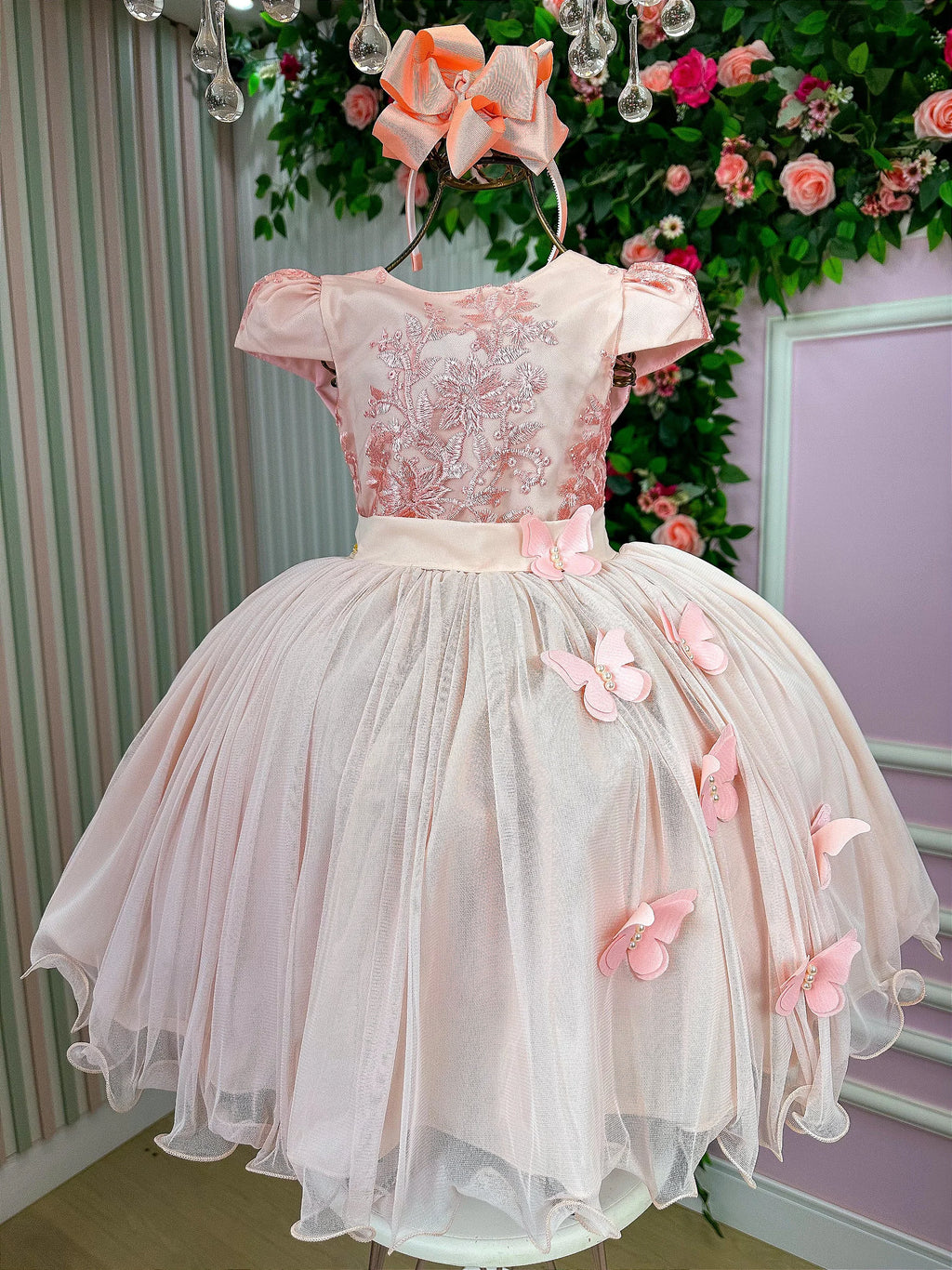 Vestido Juvenil Vila Lelê Salmão Borboletas - DAMINHA