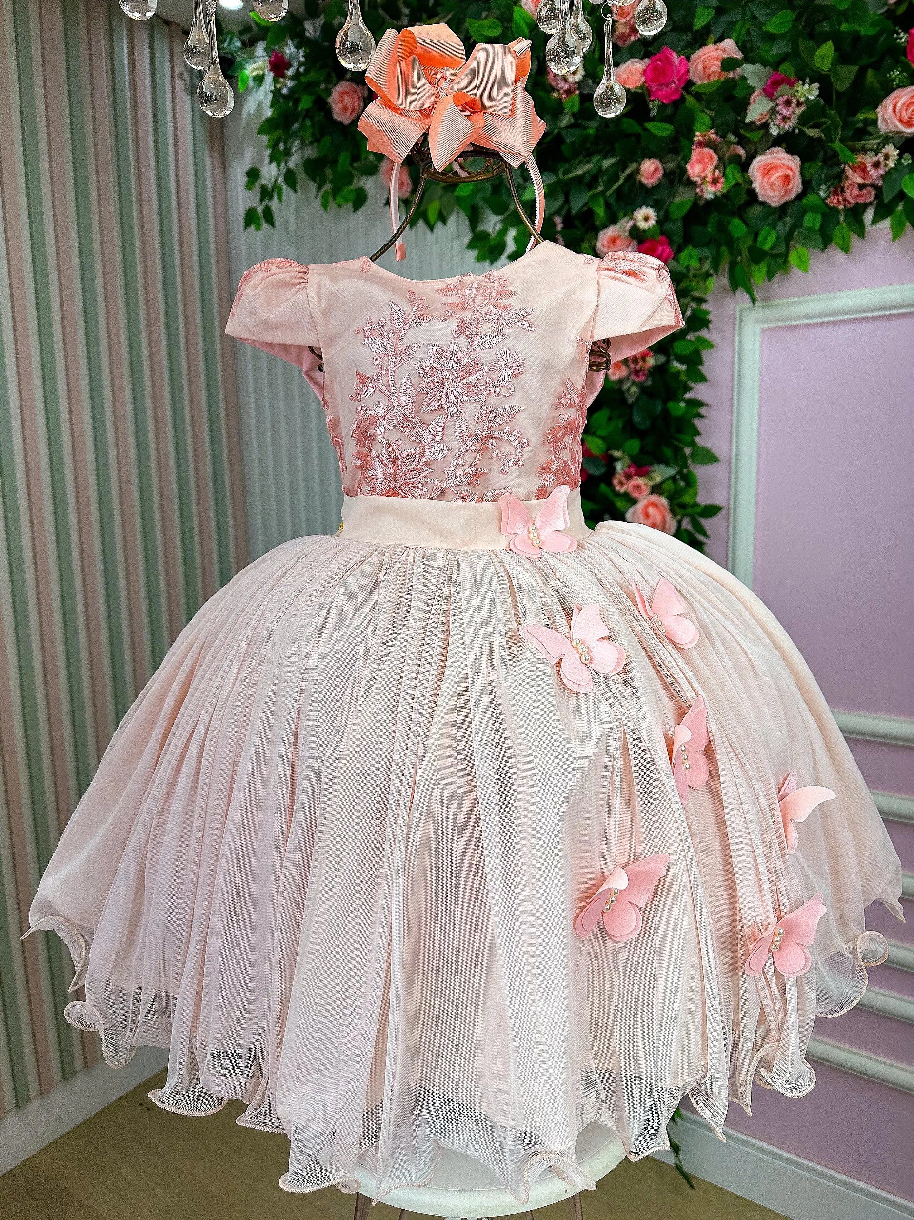 Vestido Juvenil Vila Lelê Salmão Borboletas - DAMINHA