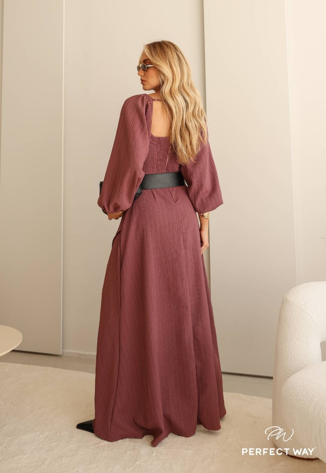 VESTIDO LONGO FEMININO ROSA ENVELHECIDO PERFECT WAY