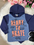 Conjunto Inverno Taita Kids Meninos Dinossauro Skate Azul