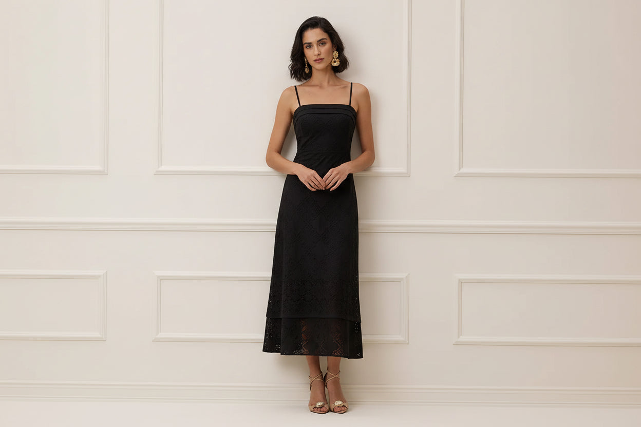 Vestido Super Midi Liso Com Lapela Charry